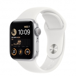Apple Watch SE (2022) 40mm Корпус «серебро» спортивный ремешок белый