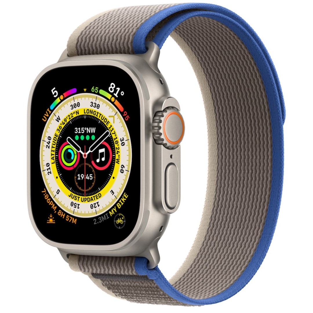 Apple Watch Ultra Titanium Case with Blue/Gray Trail Loop картинка 1