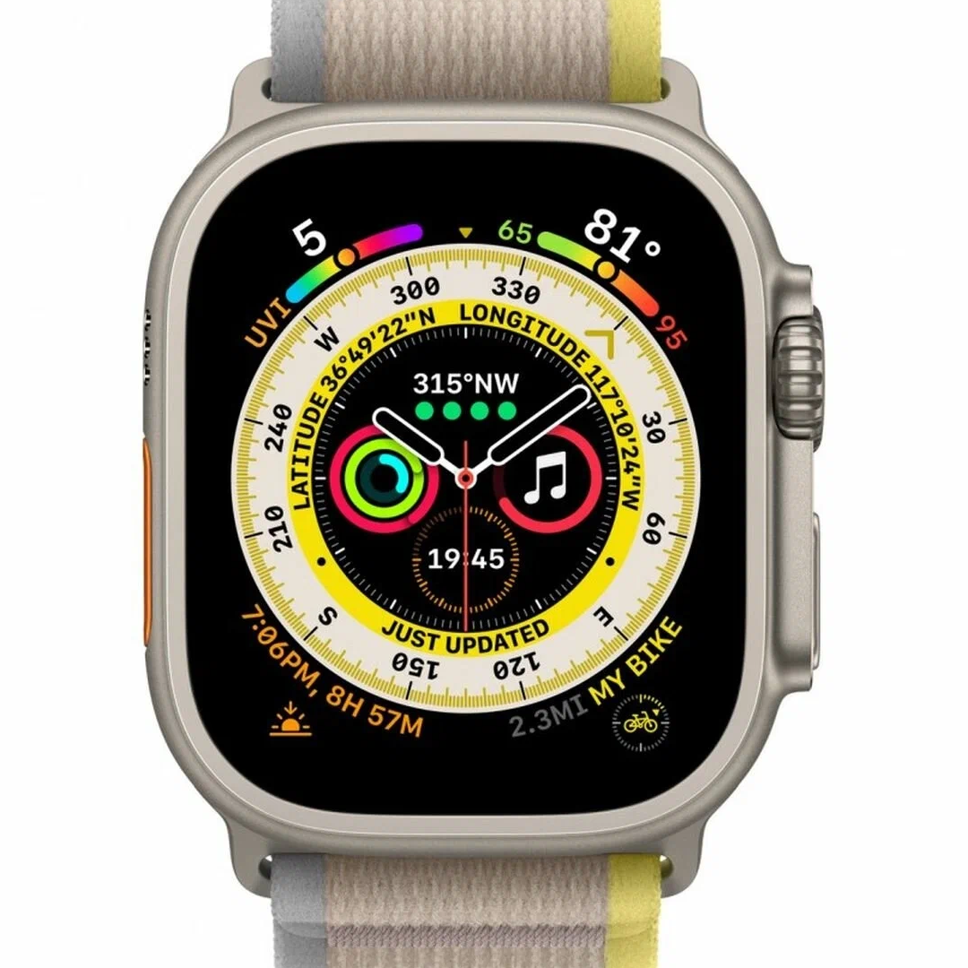 Apple Watch Ultra Titanium Case with Yellow/Beige Trail Loop картинка 4