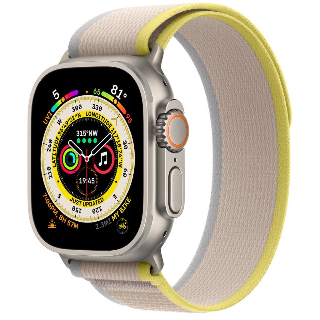 Apple Watch Ultra Titanium Case with Yellow/Beige Trail Loop картинка 1