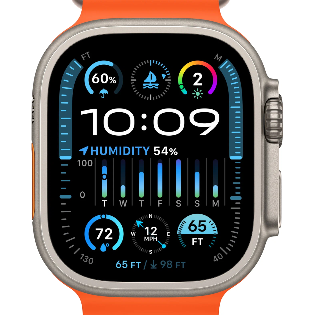 Apple Watch Ultra 2 Titanium Case with Orange Ocean Band картинка 3
