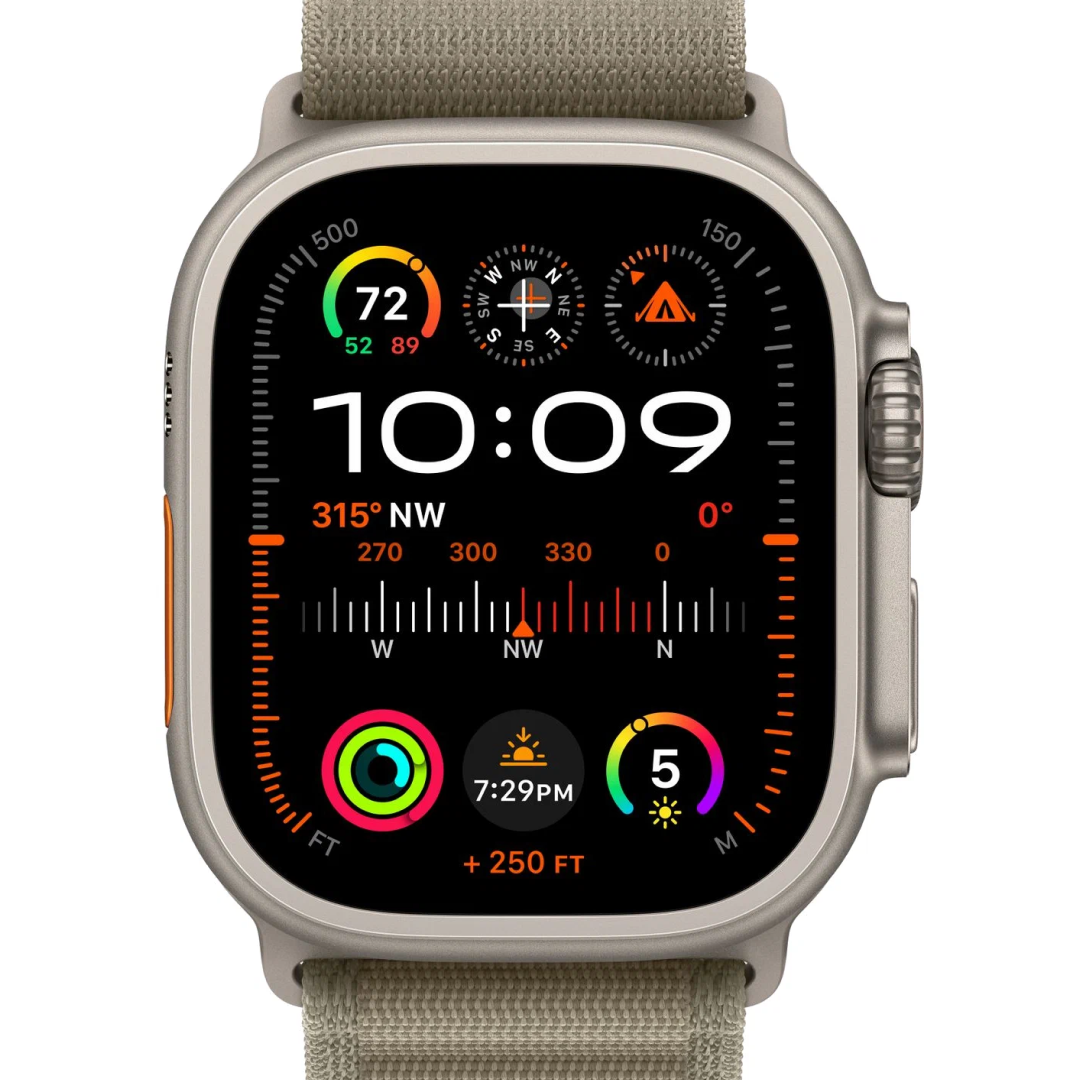 Apple Watch Ultra 2 Titanium Case with Olive Alpine Loop картинка 4