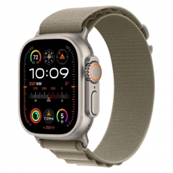 Apple Watch Ultra 2 Titanium Case with Olive Alpine Loop