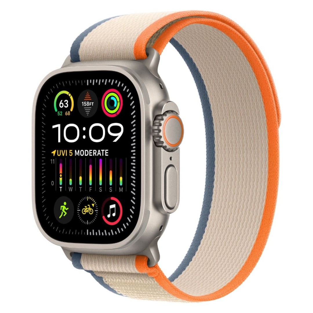 Apple Watch Ultra 2 Titanium Case with Orange/Beige Trail Loop картинка 1