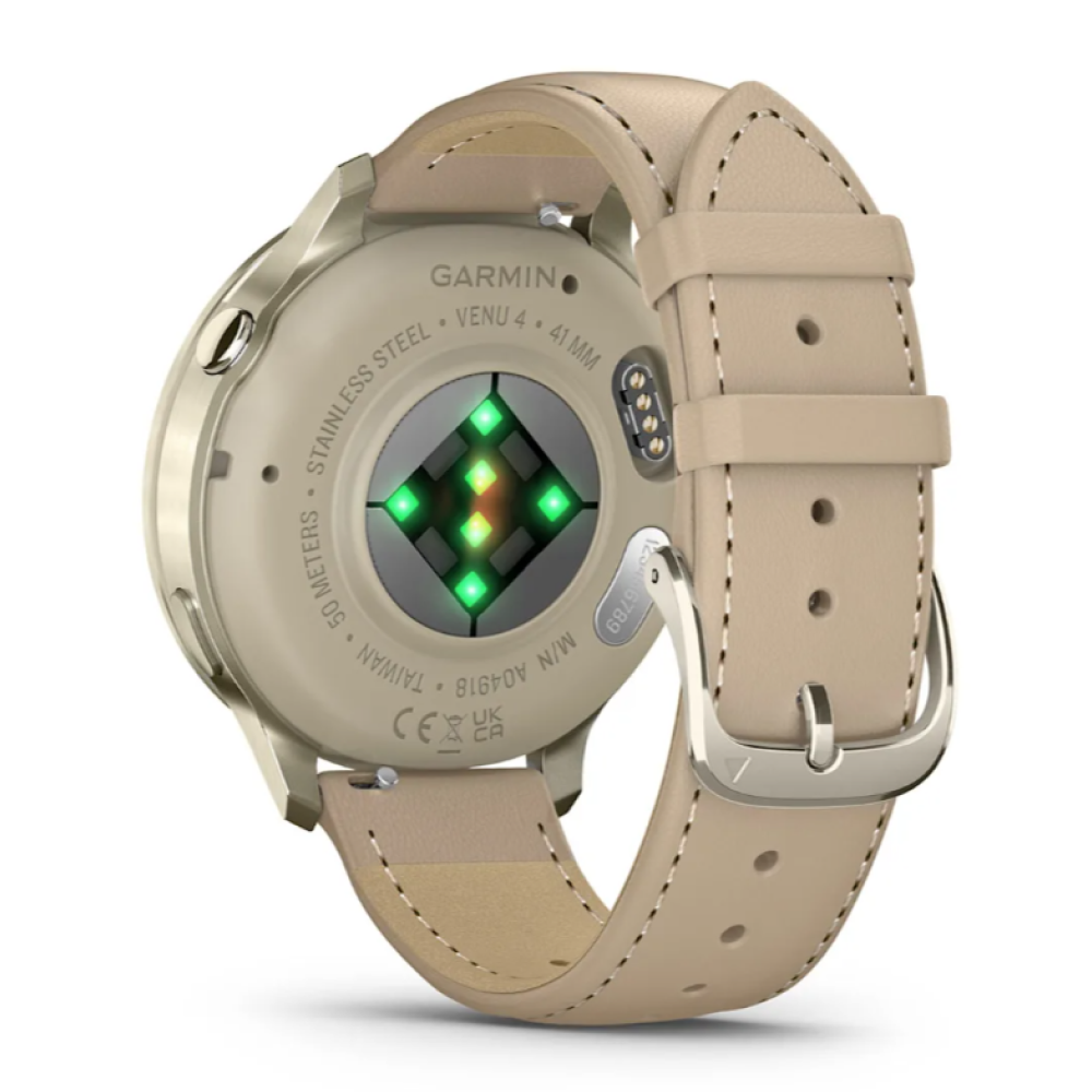 Часы Garmin Venu 4 41mm Lunar Gold / Bone Silicone / Light Sand Leather картинка 3