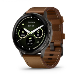 Часы Garmin Venu 4 45mm Slate / Black Silicone / Brown Leather