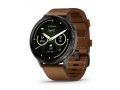 Часы Garmin Venu 4 45mm Slate / Black Silicone / Brown Leather слайд 1
