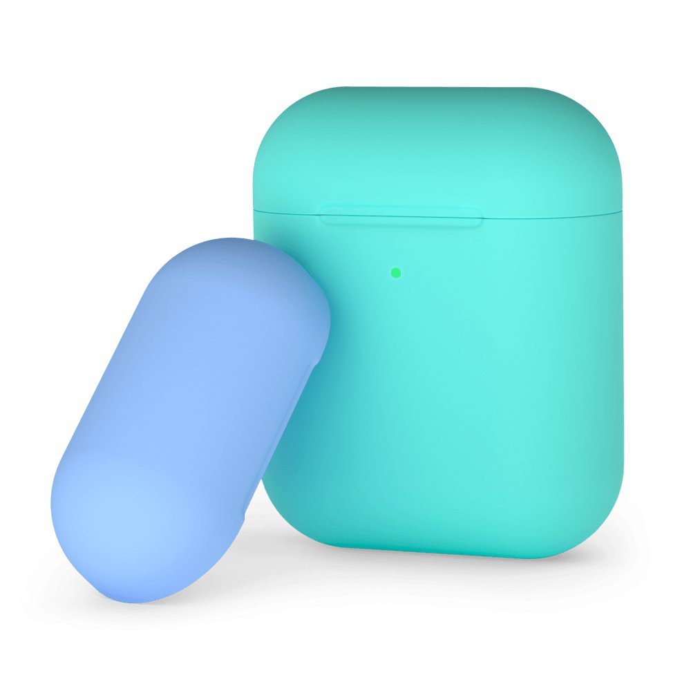 Силиконовый чехол для AirPods, двухцветный (мятный/голубой), Deppa картинка 1