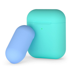 Силиконовый чехол для AirPods, двухцветный (мятный/голубой), Deppa