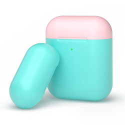 Силиконовый чехол для AirPods, двухцветный (мятный/розовый), Deppa