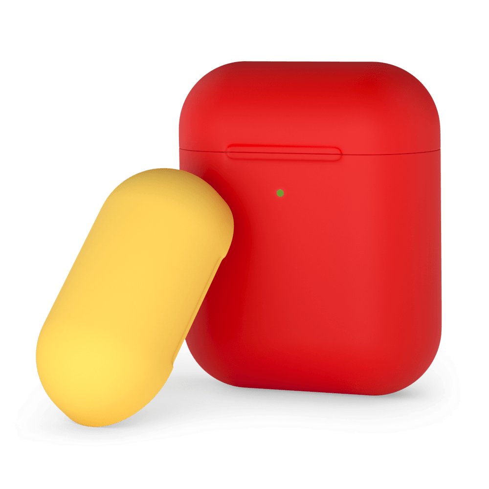 Силиконовый чехол для AirPods, двухцветный (красный/желтый), Deppa картинка 1