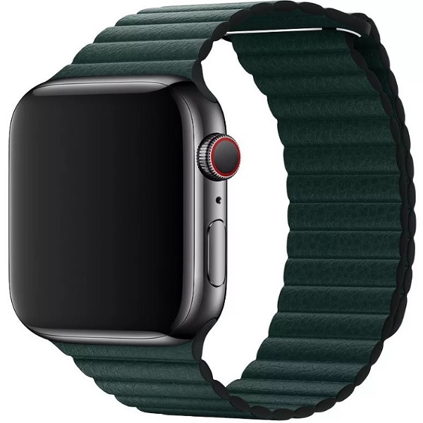Ремешок кожаный для Apple Watch 42/44mm, DEVIA, темно-зеленый картинка 1