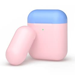 Силиконовый чехол для AirPods, двухцветный (розовый/голубой), Deppa