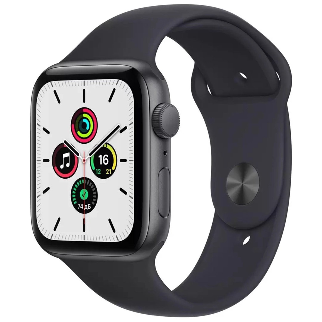 Apple Watch SE 40mm Корпус «серый космос» Черный спортивный ремешок картинка 1