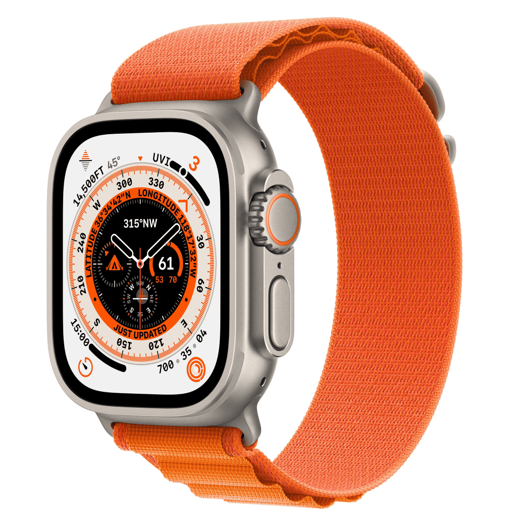 Apple Watch Ultra Titanium Case with Orange Alpine Loop картинка 3