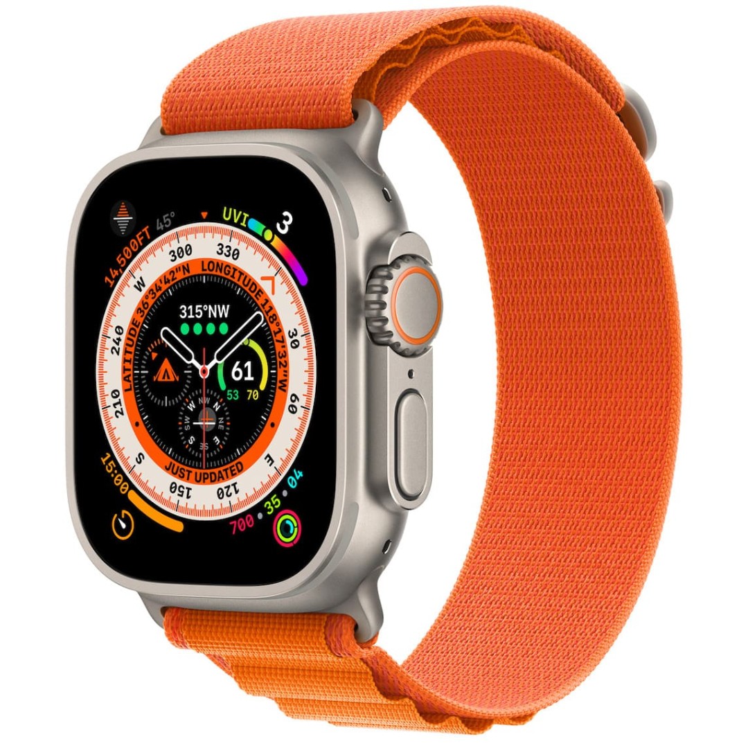 Apple Watch Ultra Titanium Case with Orange Alpine Loop картинка 1