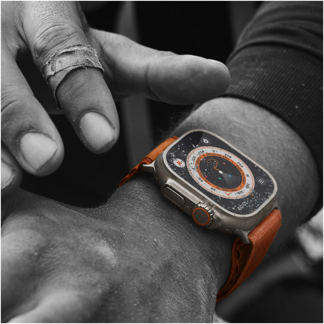 Apple Watch Ultra Titanium Case with Orange Alpine Loop картинка 6