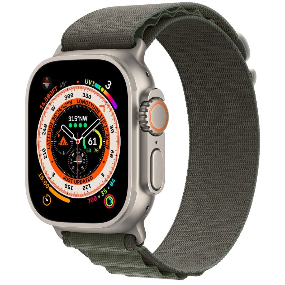 Apple Watch Ultra Titanium Case with Green Alpine Loop картинка 1