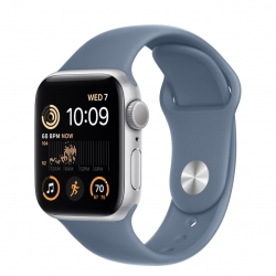 Apple Watch SE (2022) 44mm Корпус «серебро» спортивный ремешок сланцево синий