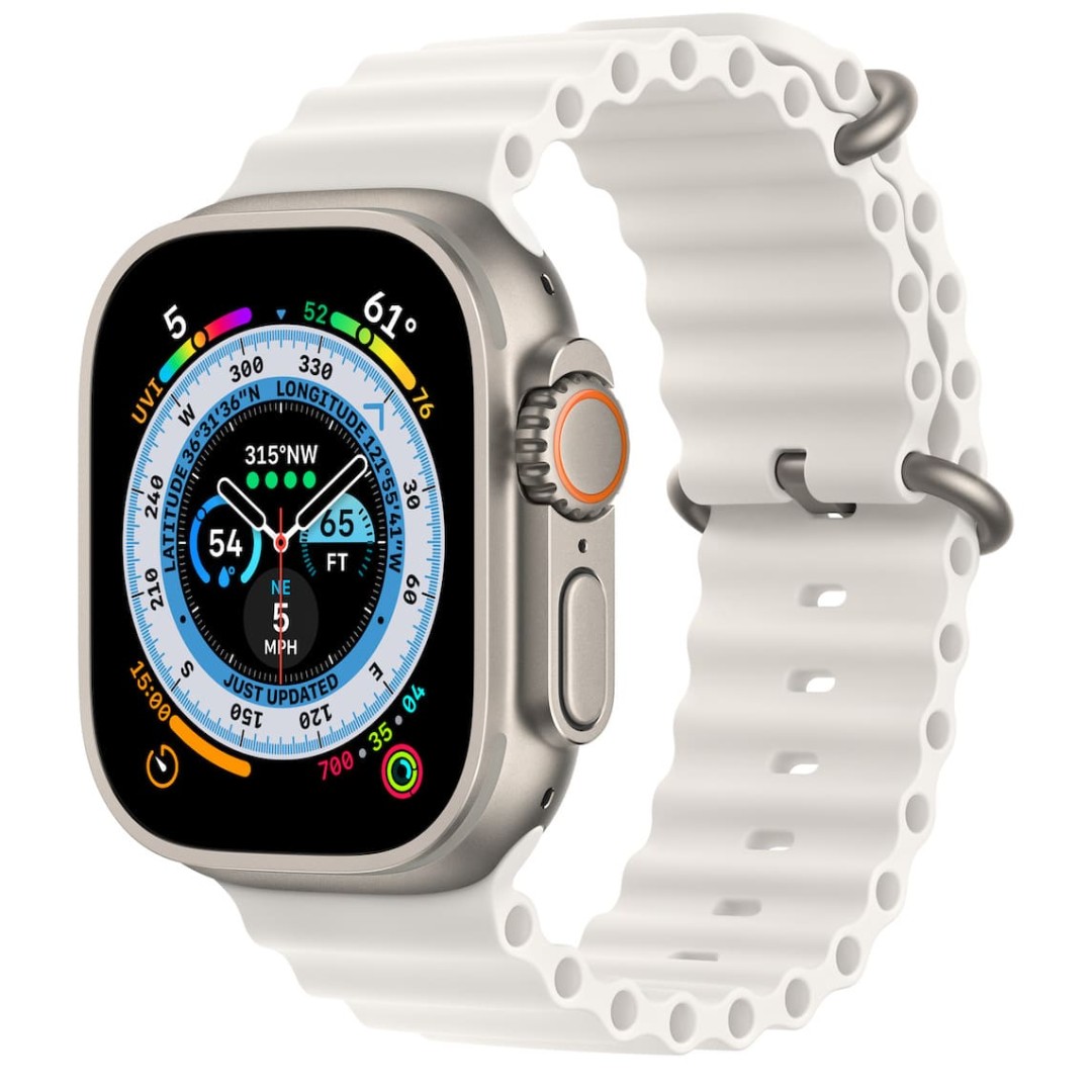 Apple Watch Ultra Titanium Case with White Ocean Band картинка 1