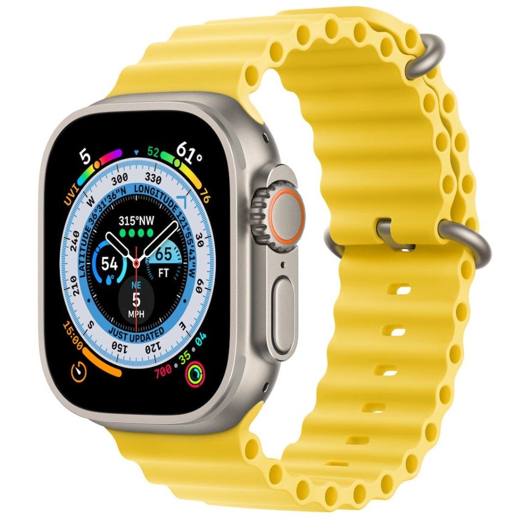 Apple Watch Ultra Titanium Case with Yellow Ocean Band картинка 1