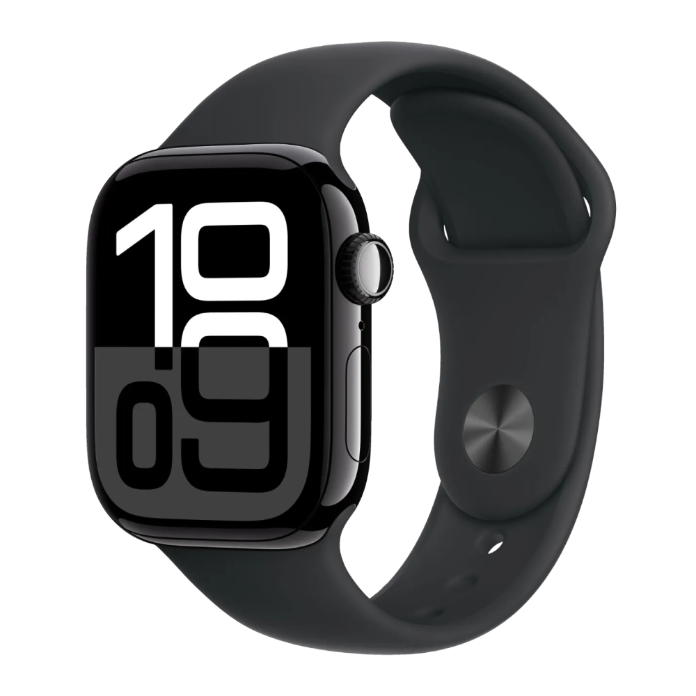 Apple Watch Series 10 46mm Jet Black Aluminum Case with Black Sport Band картинка 1