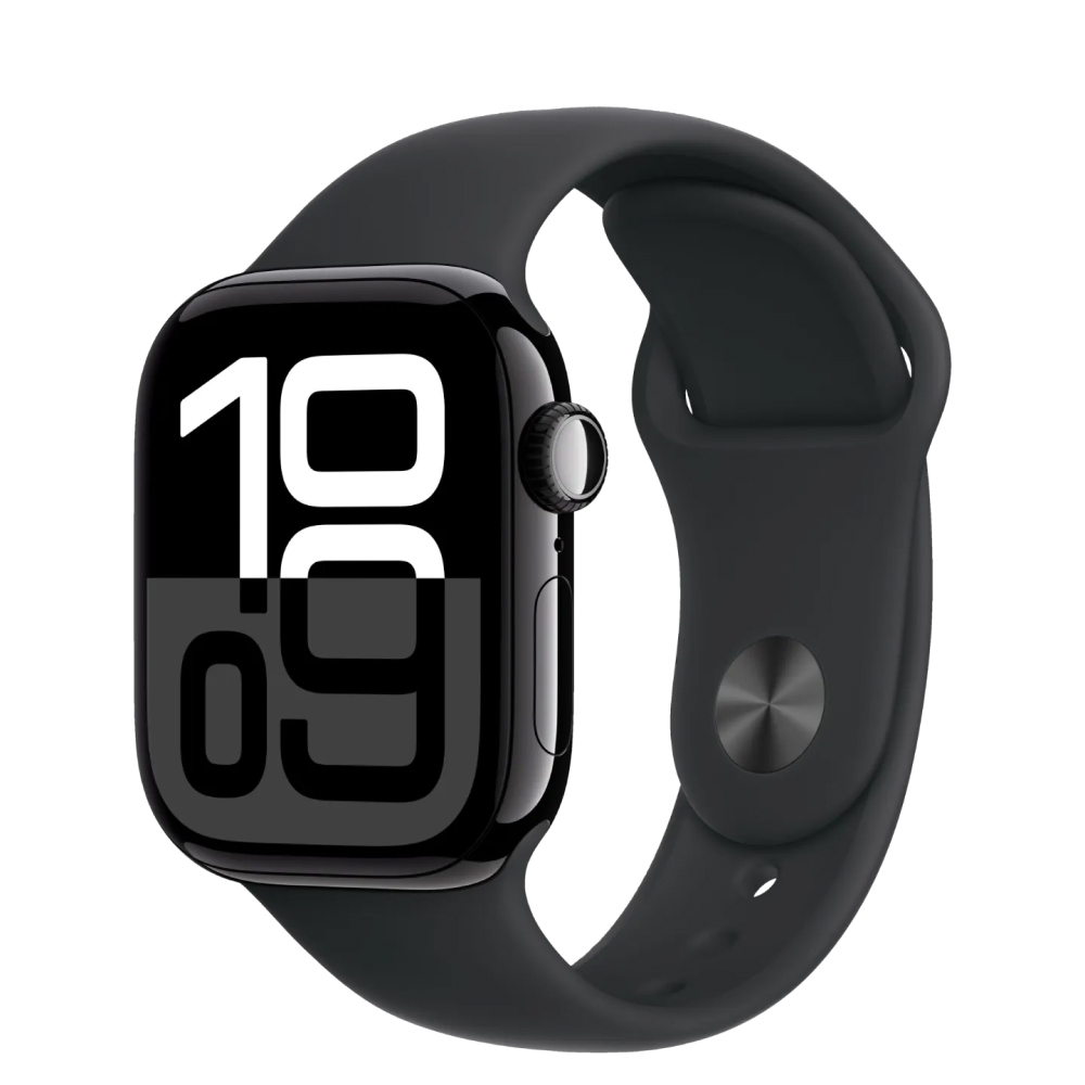 Apple Watch Series 10 42mm Jet Black Aluminum Case with Black Sport Band картинка 1