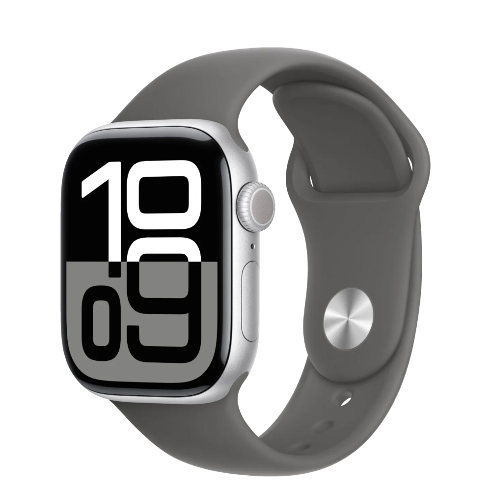 Apple Watch Series 10 46mm Silver Aluminum Case with Stone Gray Sport Band картинка 1