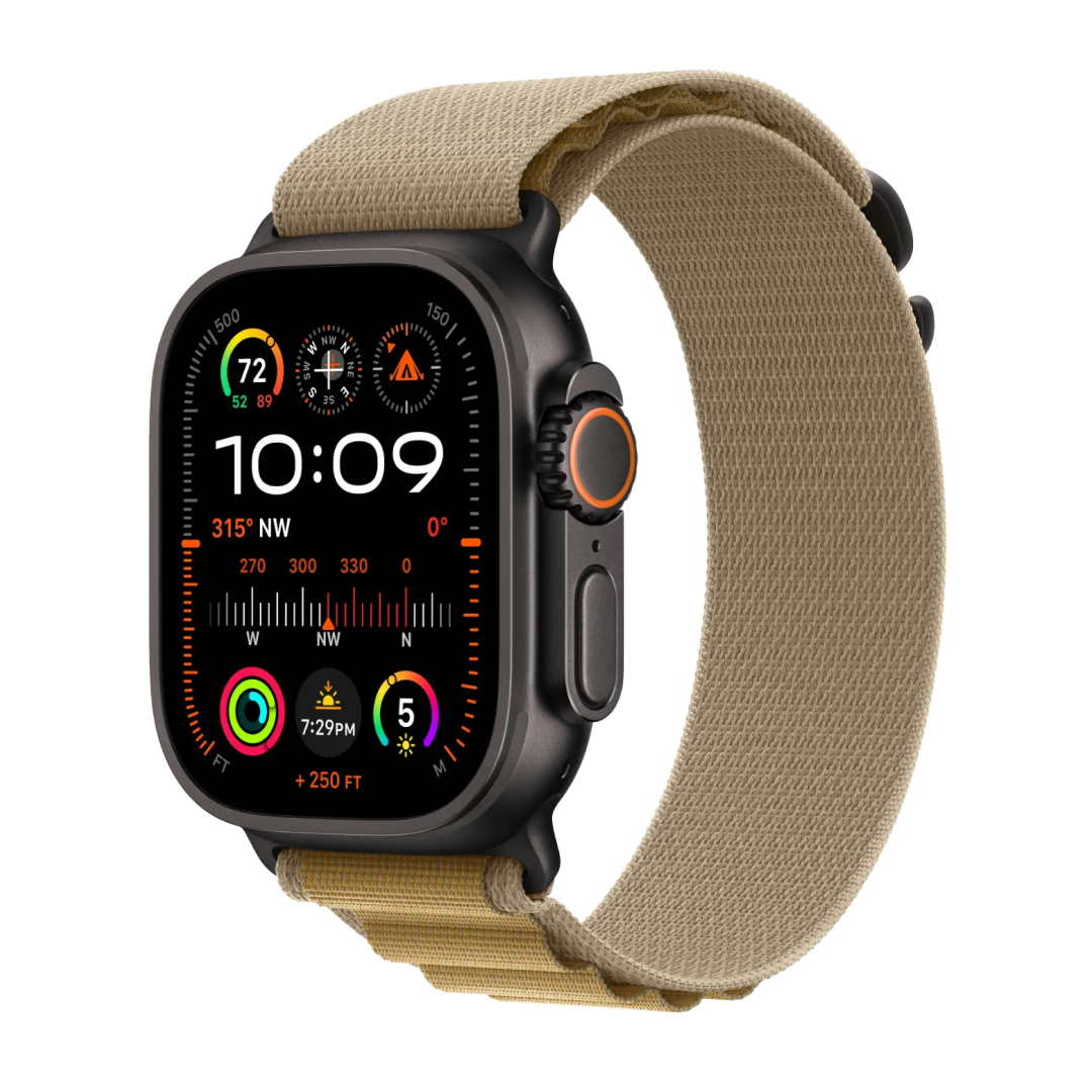 Apple Watch Ultra 2 Black Titanium Case with Tan Alpine Loop size L картинка 1