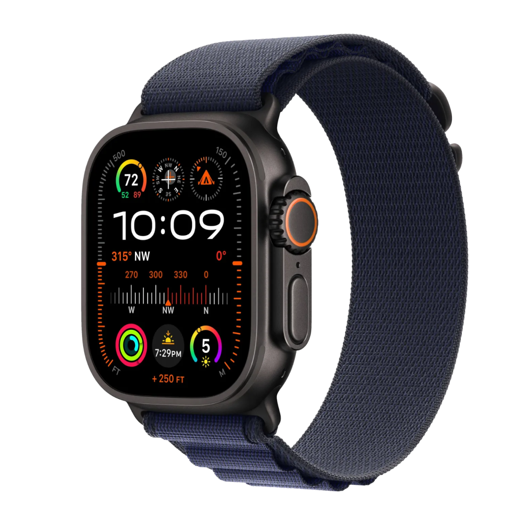 Apple Watch Ultra 2 Black Titanium Case with Navy Alpine Loop size L картинка 1