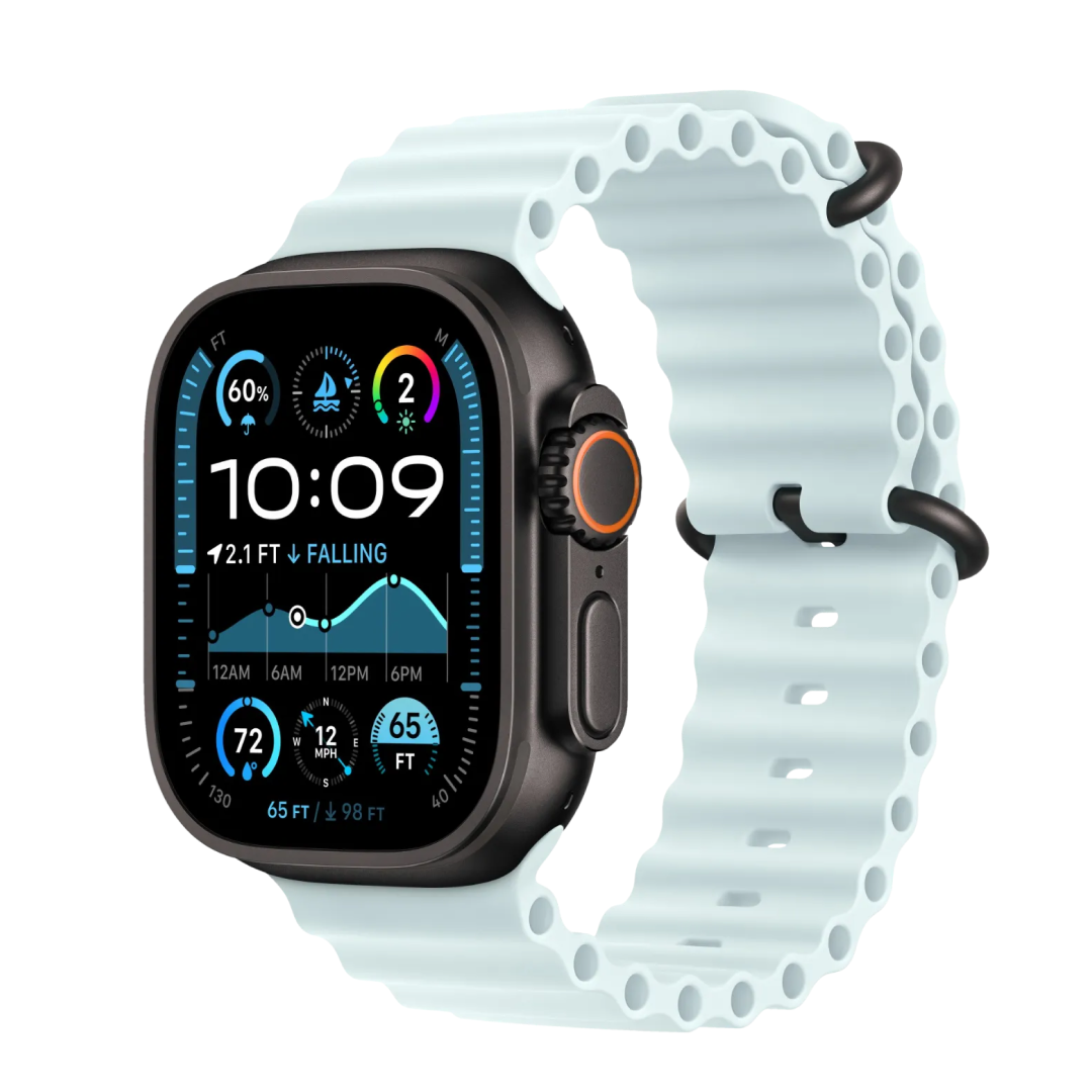 Apple Watch Ultra 2 Black Titanium Case with Ice Blue Ocean Band картинка 1