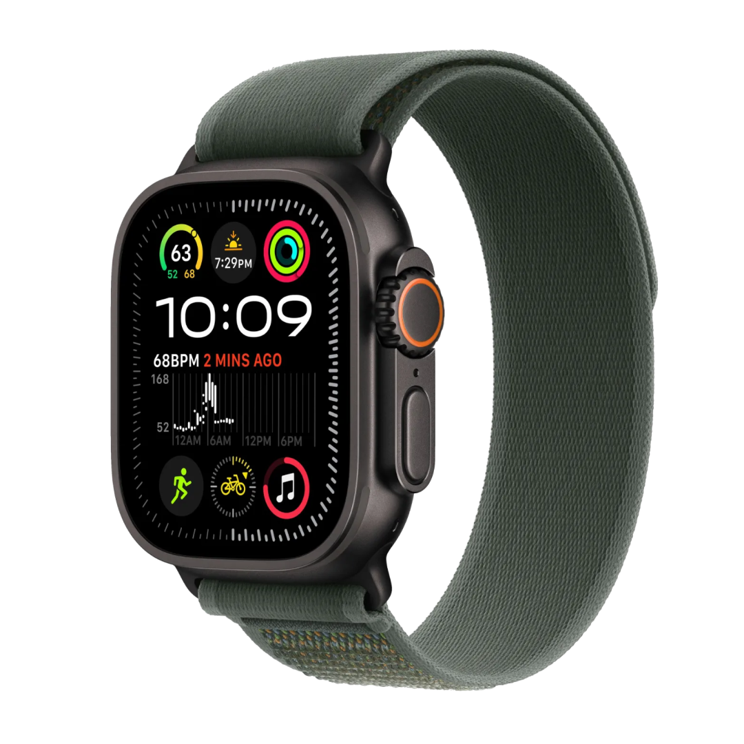 Apple Watch Ultra 2 Black Titanium Case with Green Trail Loop size M/L картинка 1