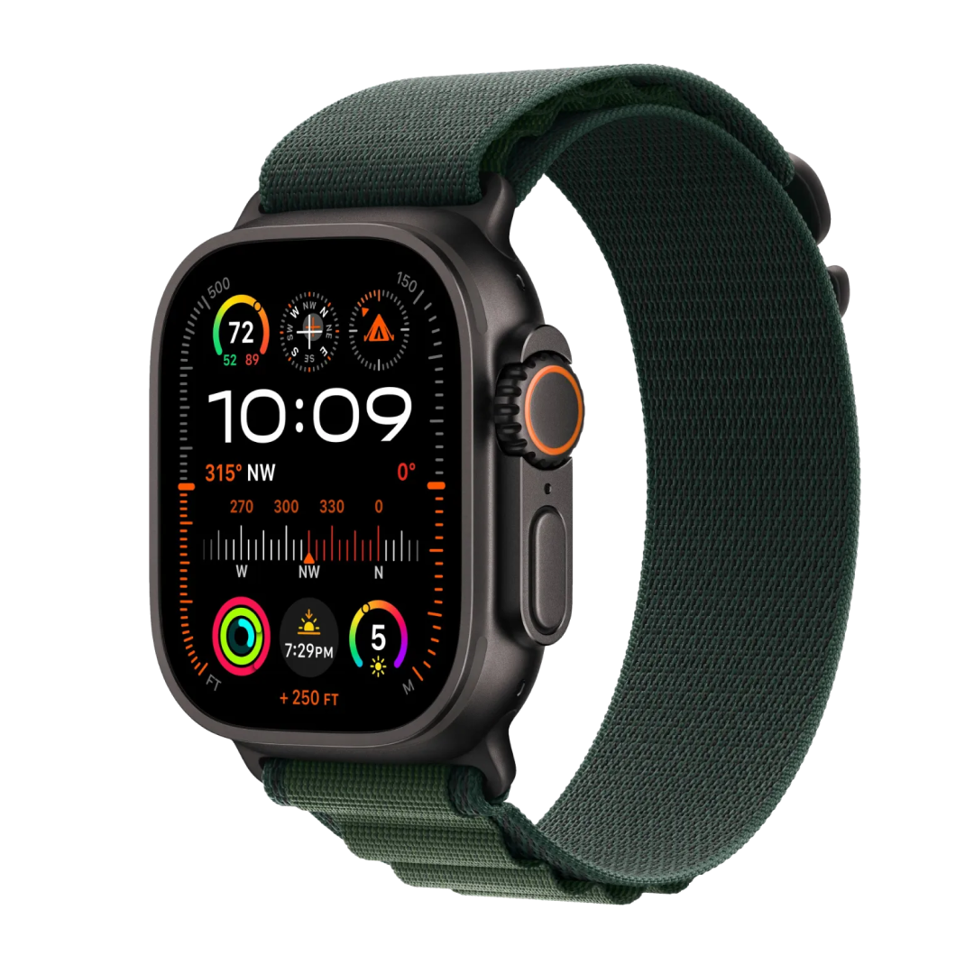 Apple Watch Ultra 2 Black Titanium Case with Dark Green Alpine Loop size L картинка 1