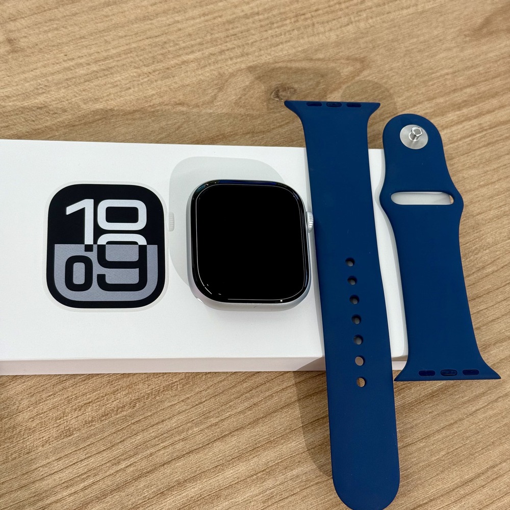 Apple Watch Series 10 46mm Silver Aluminum Denim Sport Band (M/L) картинка 1