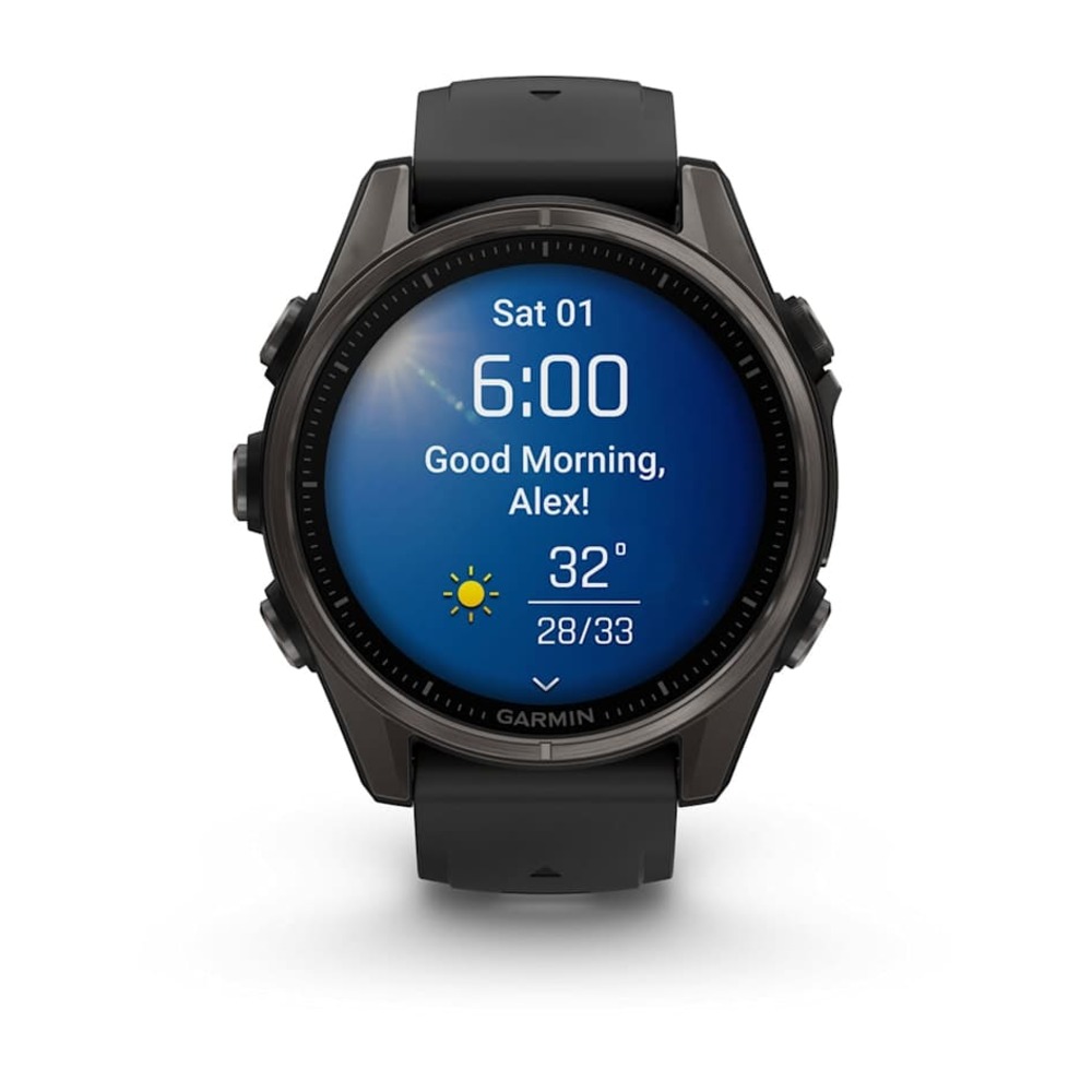 Часы Garmin FENIX 8 43mm Amoled Sapphire Carbon Gray DLC Titanium with Black/Pebble Gray Silicone картинка 6