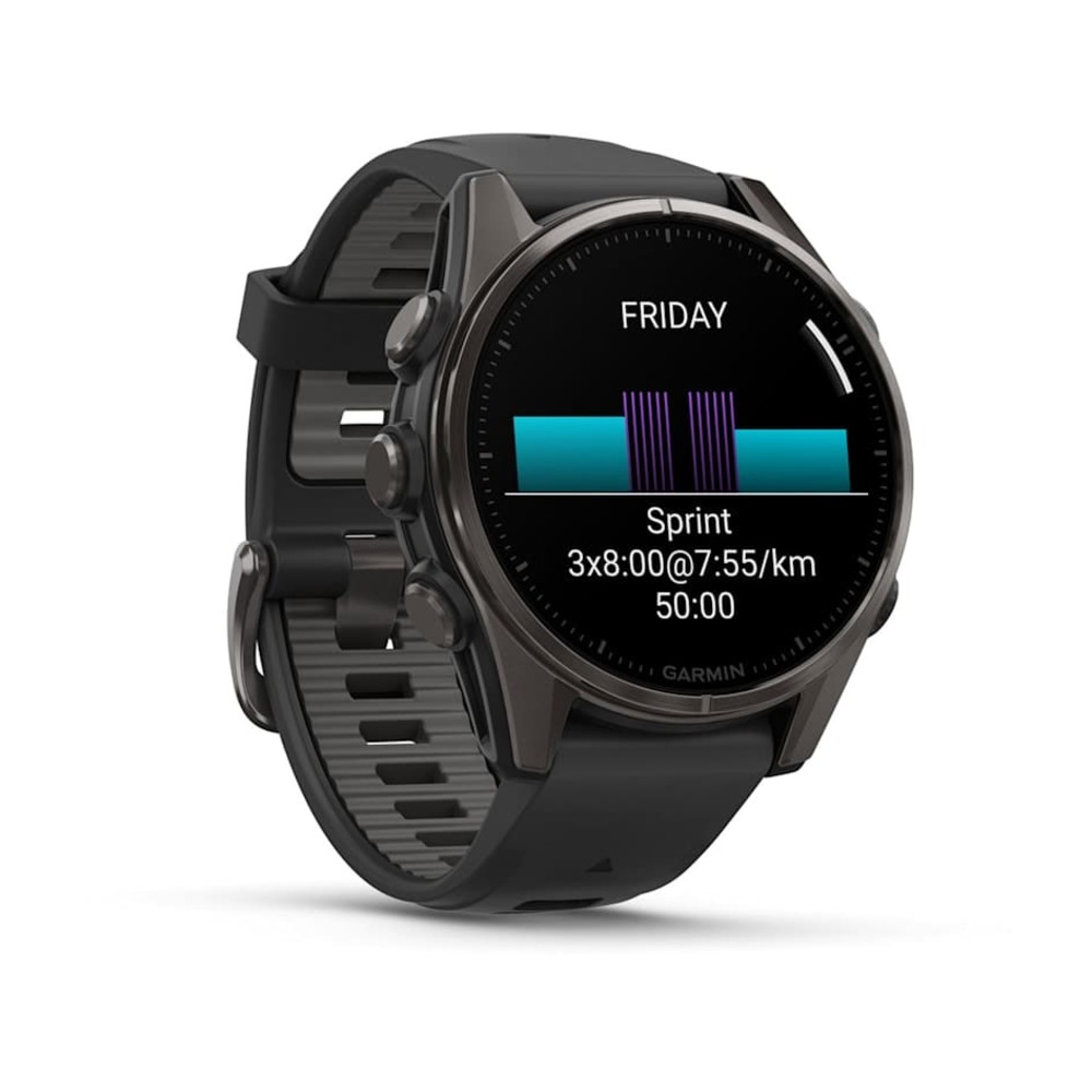 Часы Garmin FENIX 8 43mm Amoled Sapphire Carbon Gray DLC Titanium with Black/Pebble Gray Silicone картинка 7
