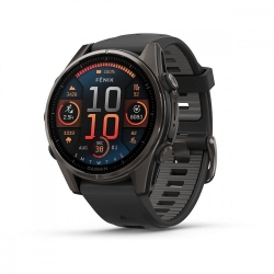 Часы Garmin FENIX 8 43mm Amoled Sapphire Carbon Gray DLC Titanium with Black/Pebble Gray Silicone