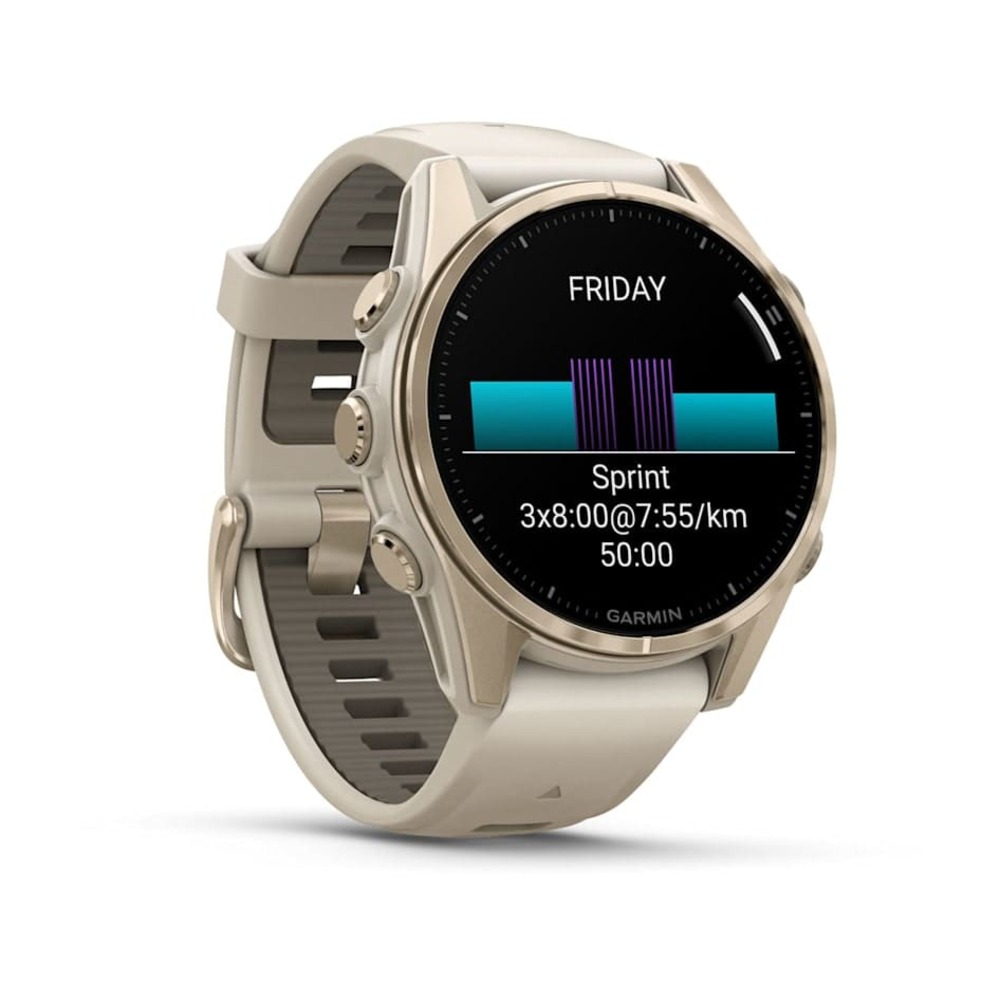 Часы Garmin FENIX 8 43mm Amoled Sapphire Soft Gold Stainless Steel Fog Gray Leather Band+Fog Gray/Dark Sandstone картинка 7