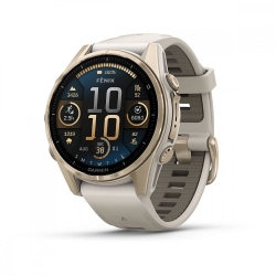 Часы Garmin FENIX 8 43mm Amoled Sapphire Soft Gold Stainless Steel Fog Gray Leather Band+Fog Gray/Dark Sandstone
