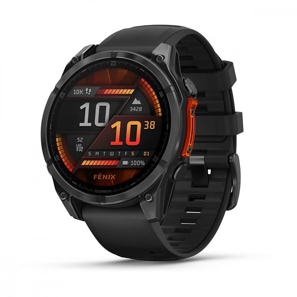 Часы Garmin FENIX 8 47mm Amoled Sapphire Titanium Carbon Gray Silicone Band картинка 1