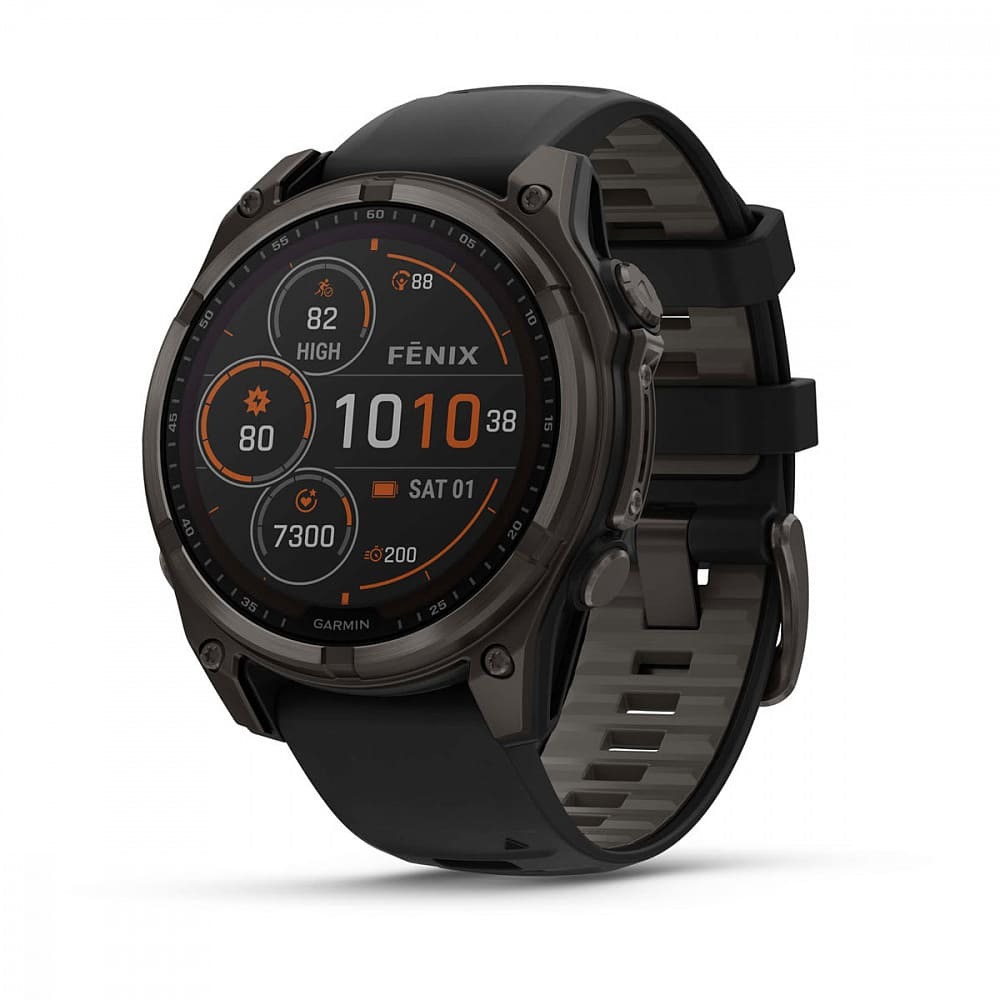 Часы Garmin FENIX 8 47mm Solar Sapphire Carbon Gray DLC Titanium with Amp Yellow/Graphite Silicone Band картинка 1