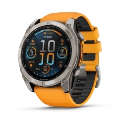 Часы Garmin FENIX 8 51mm Amoled Sapphire Titanium with Spark Orange/Grapphite Silicone Band