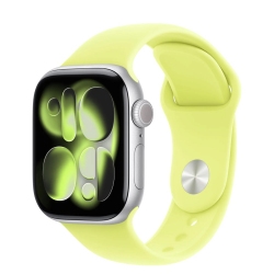 Apple Watch Series 11 42mm Silver Aluminum Case with Neon Yellow Sport Band