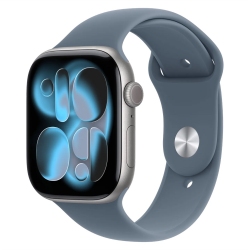 Apple Watch Series 11 46mm Space Gray Aluminum Case with Anchor Blue Sport Band
