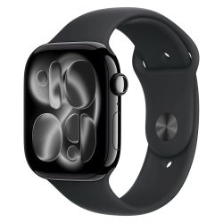 Apple Watch Series 11 46mm Jet Black Aluminum Case with Black Sport Band