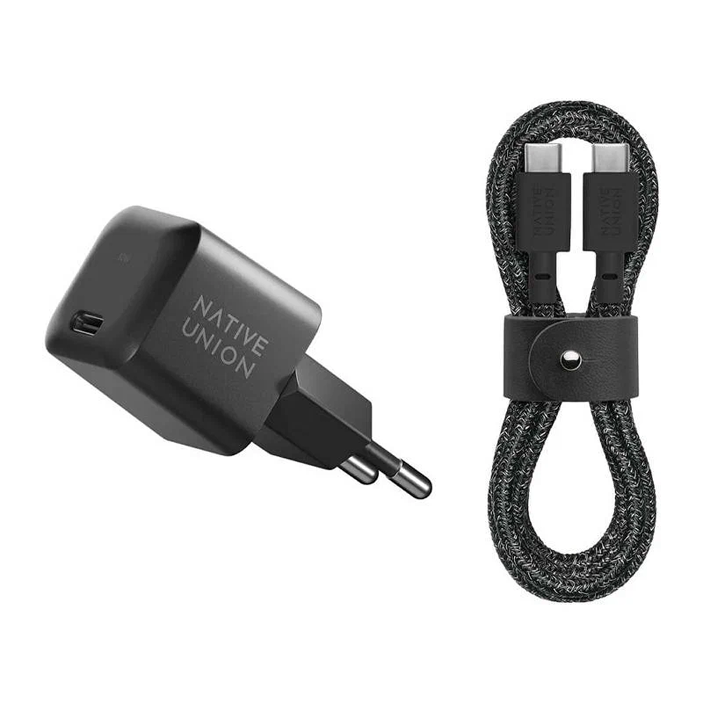 Адаптер питания, Native Union Fast GaN 30W, с кабелем USB-C/USB-C, черный картинка 2