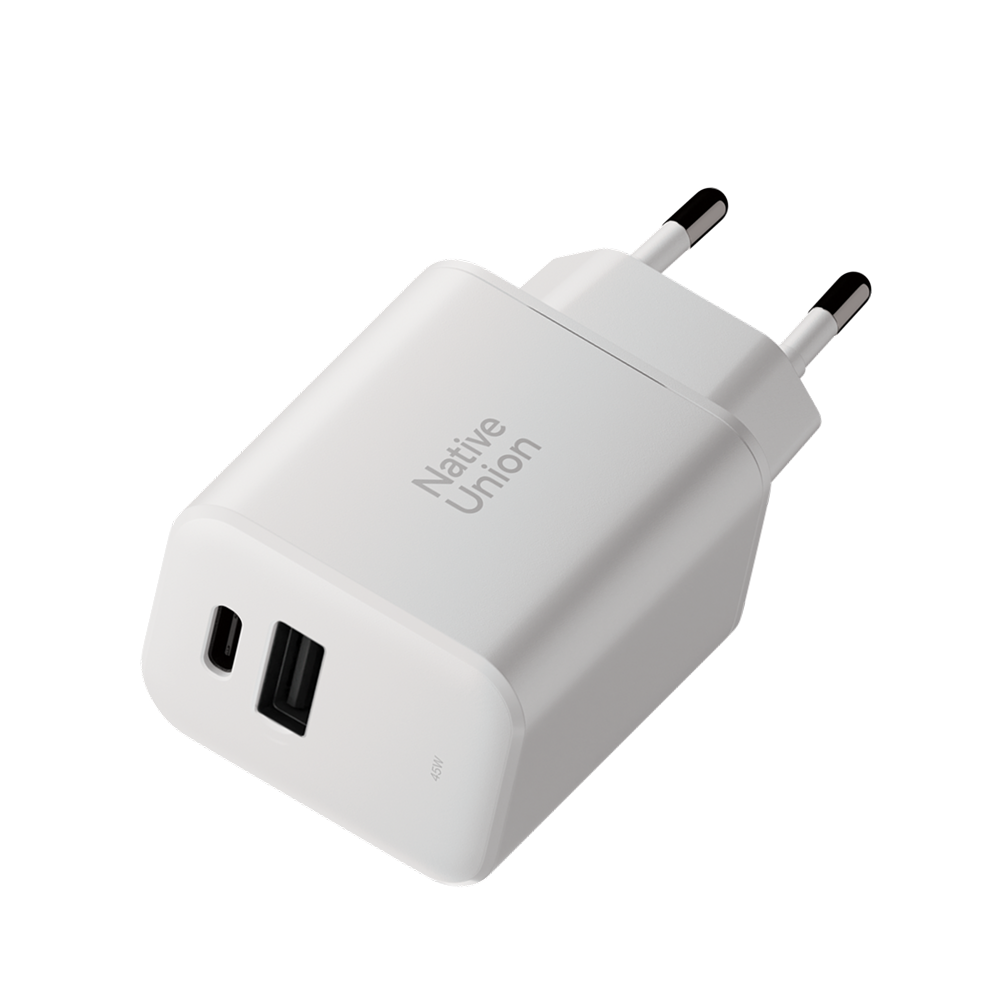 Адаптер питания, Native Union Fast GaN 45W, USB-C/USB-A, белый картинка 1