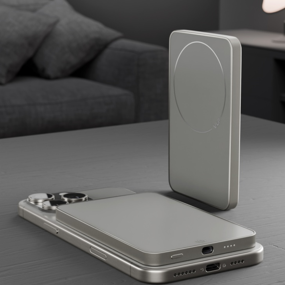 Внешний аккумулятор VLP Diamond Energy MagSafe, Qi2, 5000mAh, USB-C, титан картинка 3