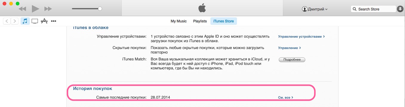 Окно iTunes