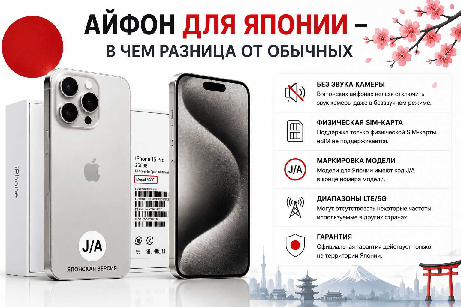 Инфографика - Отличие японского айфона от других